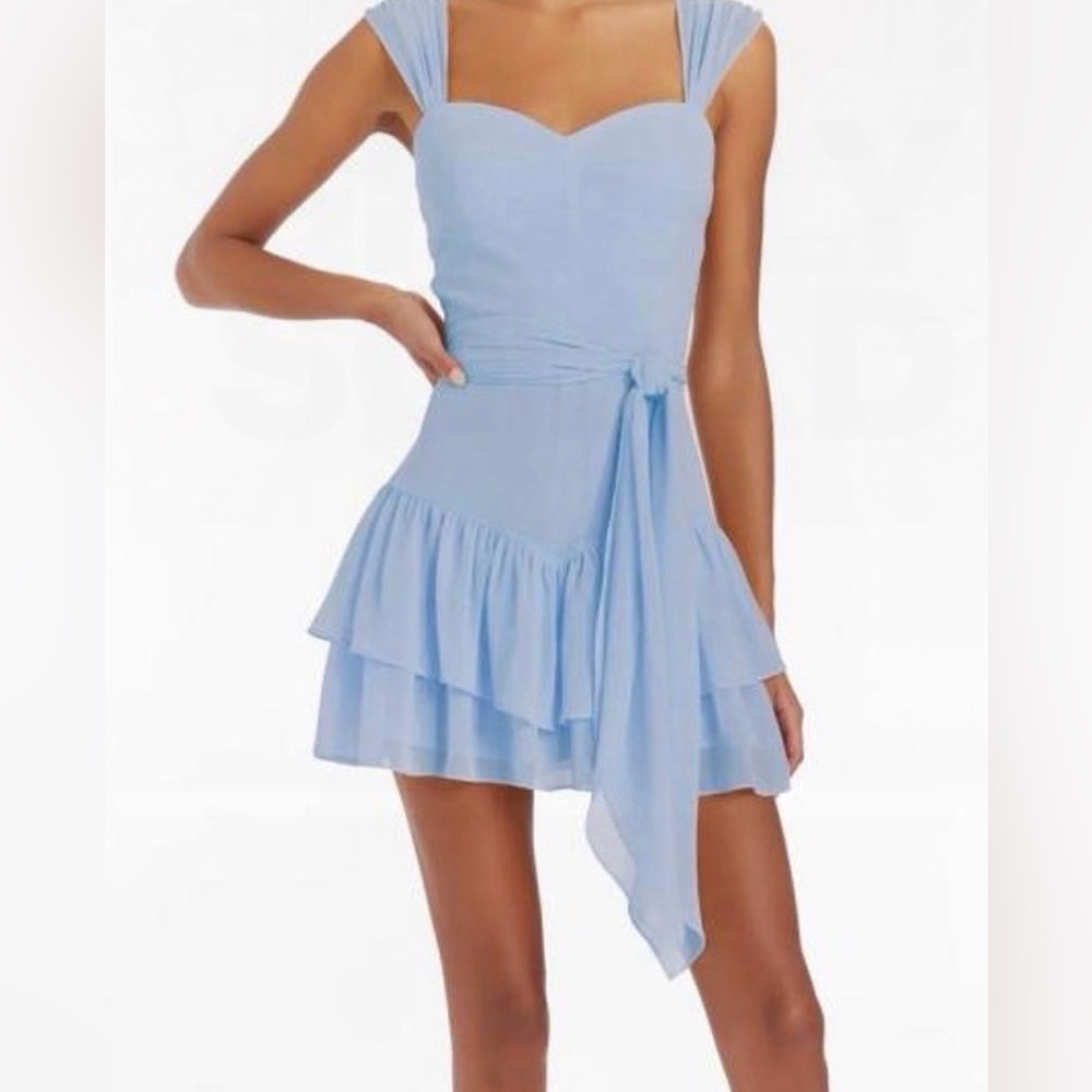 Amanda Uprichard Light Blue Layered Mini Dress